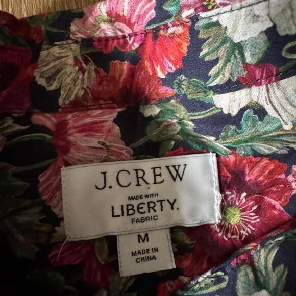 J.Crew Liberty Scalloped Sleeve Art Poppy Amelie Floral Sleeve Top Size M - Picture 6 of 7